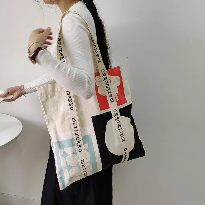 Canvas Tote Bag Large Capacity Reusable Shopping Shoulder Lady Bag