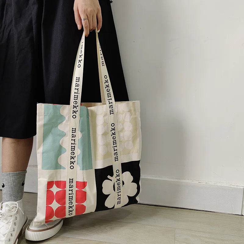 Canvas Tote Bag Large Capacity Reusable Shopping Shoulder Lady Bag