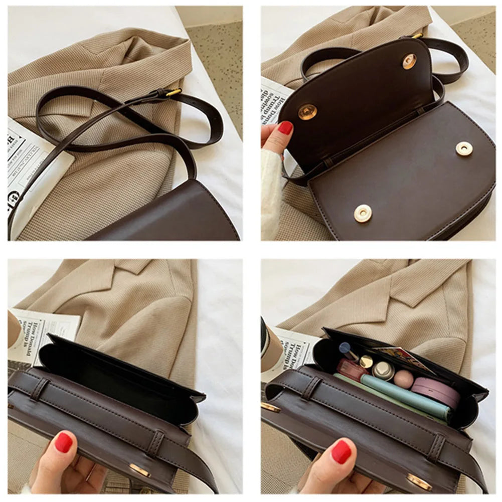 Women's Saddle Bag PU Leather Crossbody Purse Small Satchel