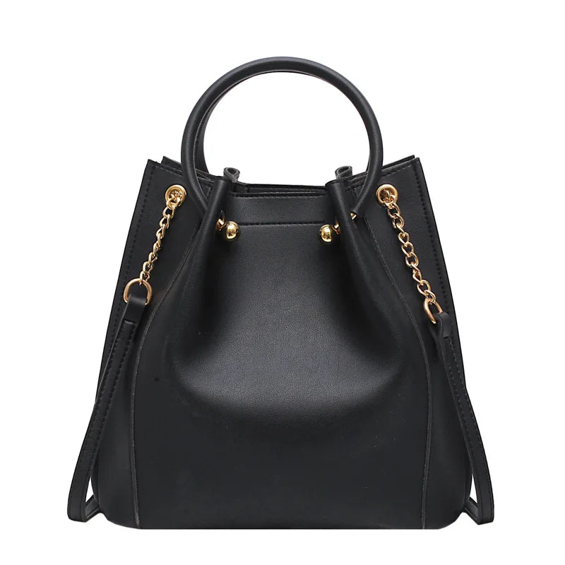 Women's Large Capacity PU Leather Bucket Crossbody Bag