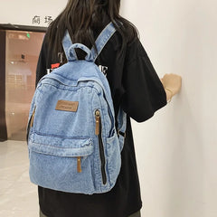 Women's Denim Backpack Harajuku Style Schoolbag
