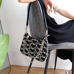 Embroidered Love Heart Shoulder Bag for Women