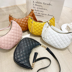 Half Moon Lattice Hobo Women Handbag Lady Shoulder Bag