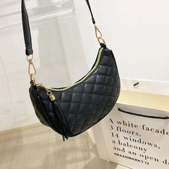 Half Moon Lattice Hobo Women Handbag Lady Shoulder Bag