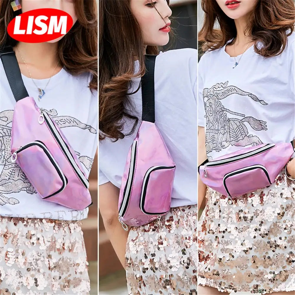 Women's Laser Waist Bag Colorful Fanny Pack Hip Bag