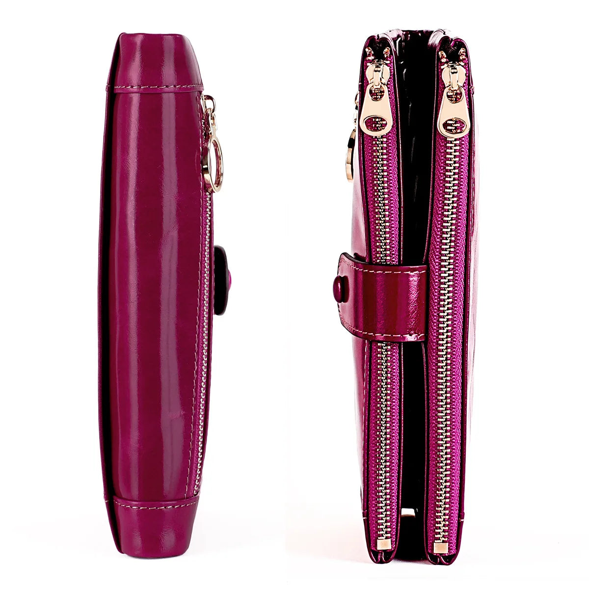 Women's Leather Clutch Long Wallet Oil Wax Coin Purse