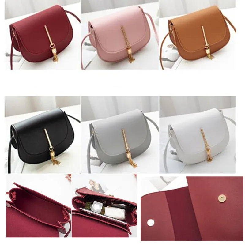 Women's PU Leather Shoulder Bag Small Square Flap Messenger Bag
