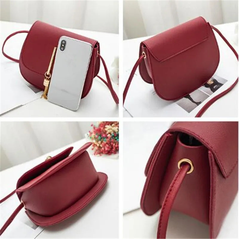 Women's PU Leather Shoulder Bag Small Square Flap Messenger Bag