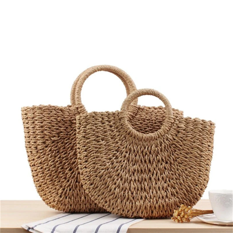 Hand-woven Straw Bag Casual Summer Tote Beach Bag IL00594