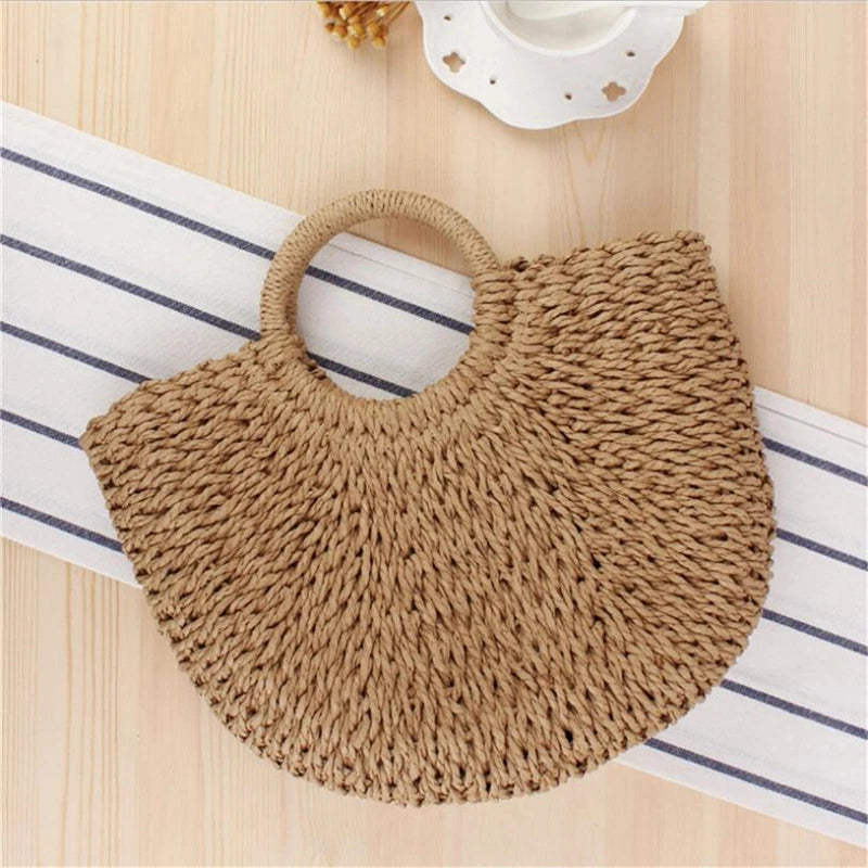 Hand-woven Straw Bag Casual Summer Tote Beach Bag IL00594
