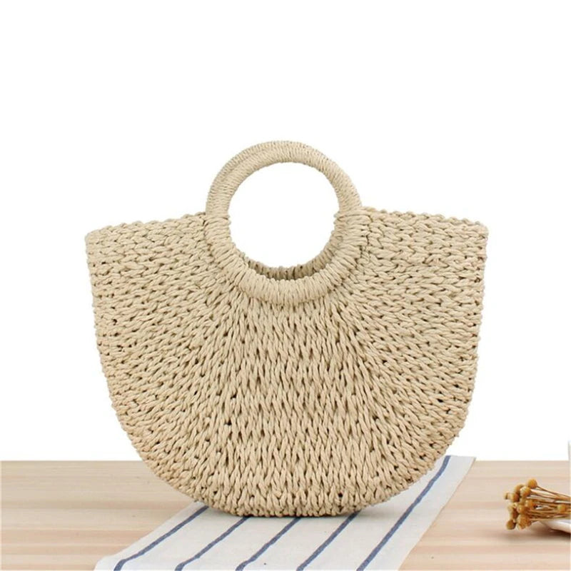 Hand-woven Straw Bag Casual Summer Tote Beach Bag IL00594