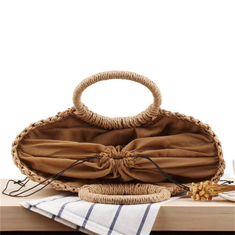 Hand-woven Straw Bag Casual Summer Tote Beach Bag IL00594