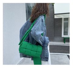 Woven Pillow Bag Tofu Wrapped Sponge Crossbody Casual Shoulder Bag