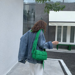 Woven Pillow Bag Tofu Wrapped Sponge Crossbody Casual Shoulder Bag