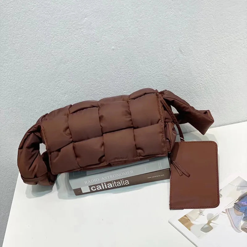 Woven Pillow Bag Tofu Wrapped Sponge Crossbody Casual Shoulder Bag