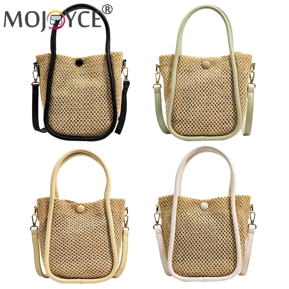 Summer Straw Woven Shoulder Bag Women Weave Clutch Pouch Travel Handbag