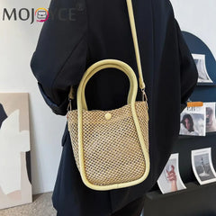 Summer Straw Woven Shoulder Bag Women Weave Clutch Pouch Travel Handbag