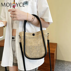 Summer Straw Woven Shoulder Bag Women Weave Clutch Pouch Travel Handbag
