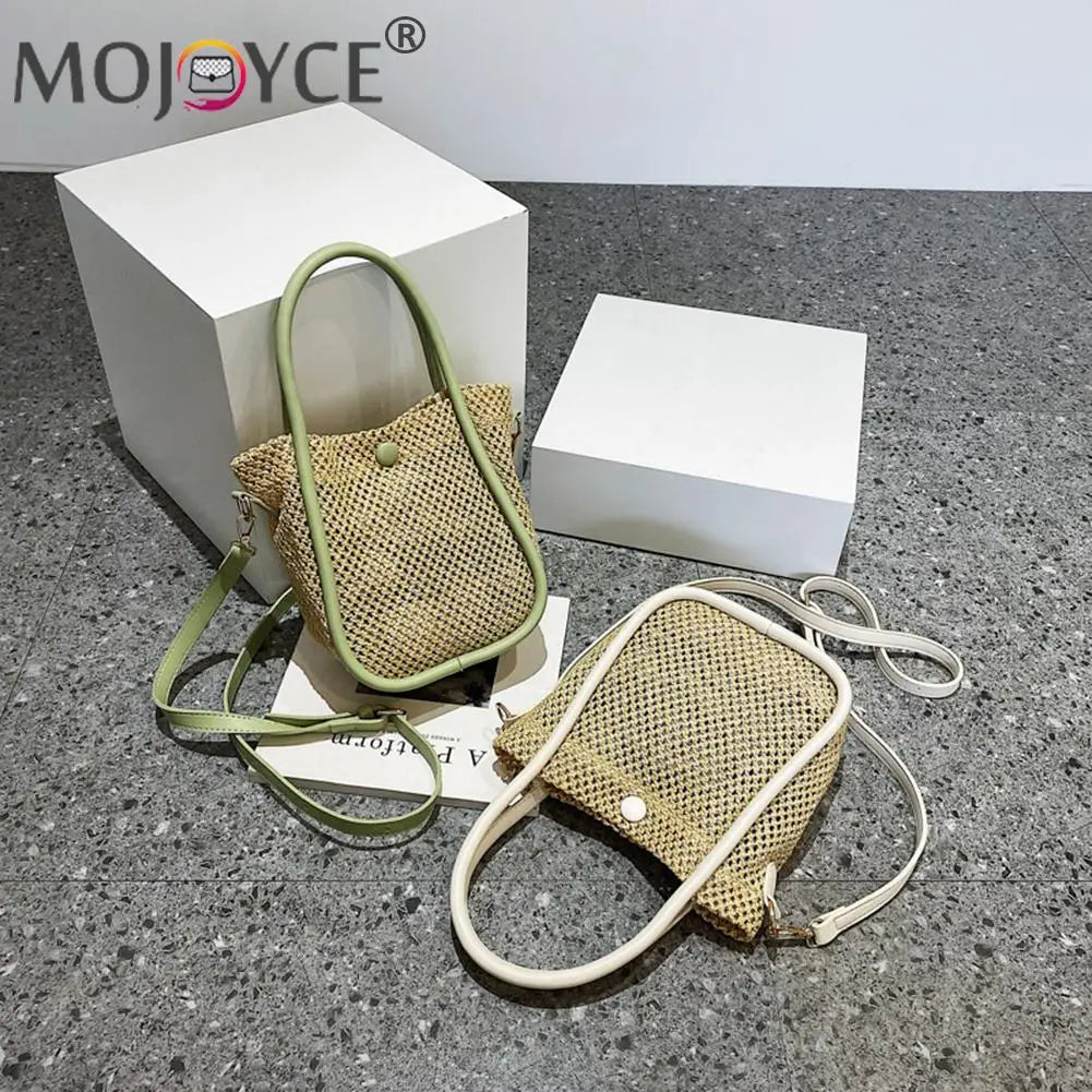 Summer Straw Woven Shoulder Bag Women Weave Clutch Pouch Travel Handbag