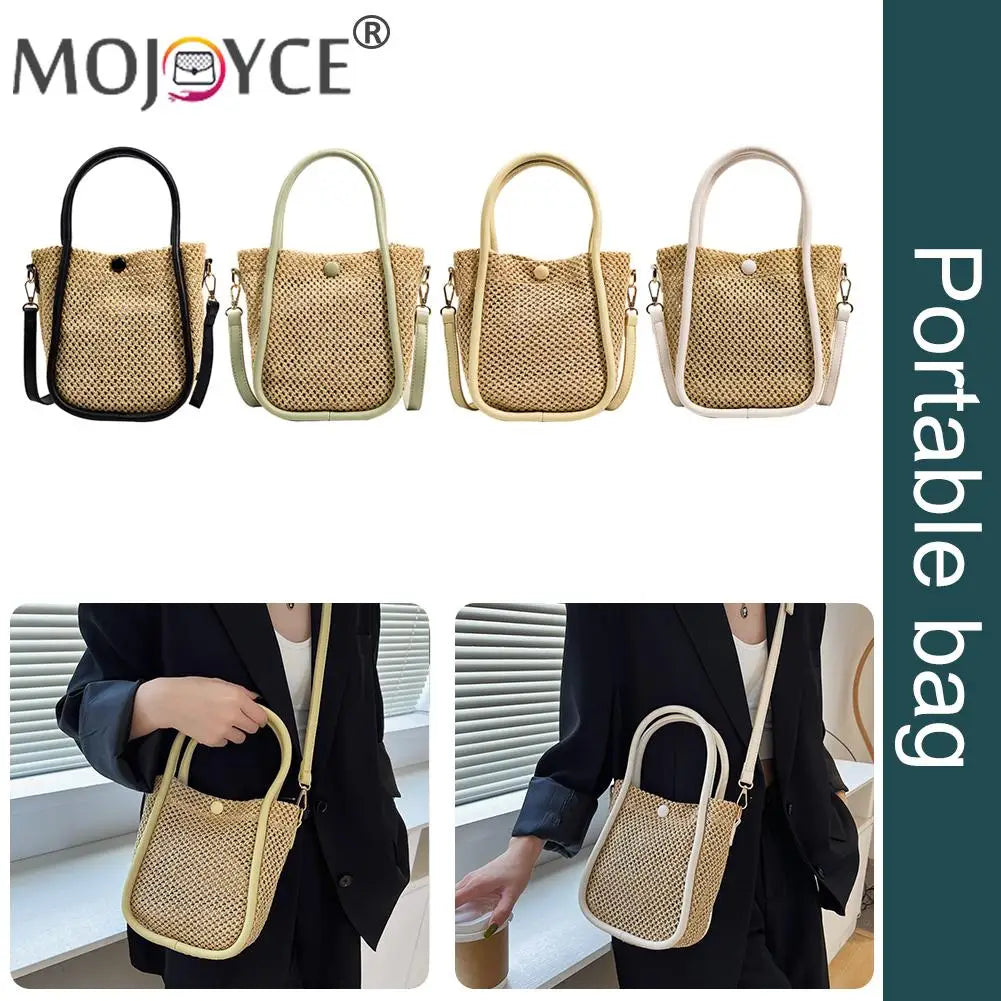Summer Straw Woven Shoulder Bag Women Weave Clutch Pouch Travel Handbag