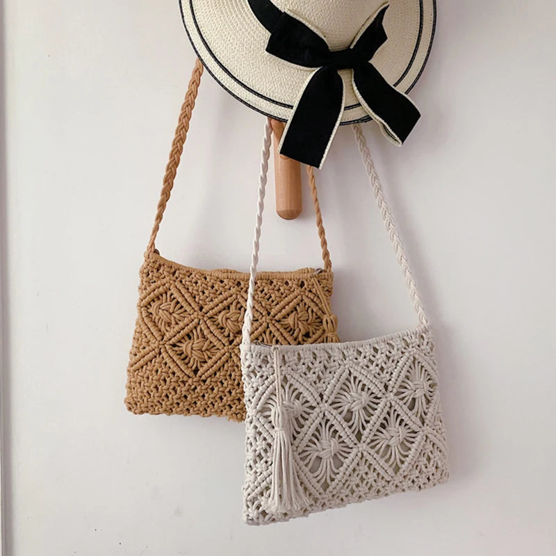 Straw Woven Shoulder Bag Crossbody Beach Handbag