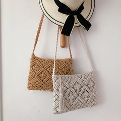 Straw Woven Shoulder Bag Crossbody Beach Handbag