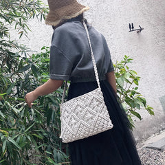 Straw Woven Shoulder Bag Crossbody Beach Handbag