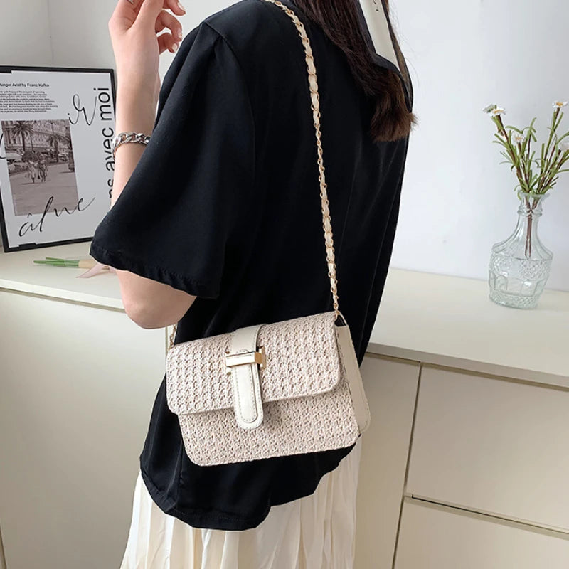 Straw Shoulder Bag Crossbody Messenger Women Handbag Travel Shopping