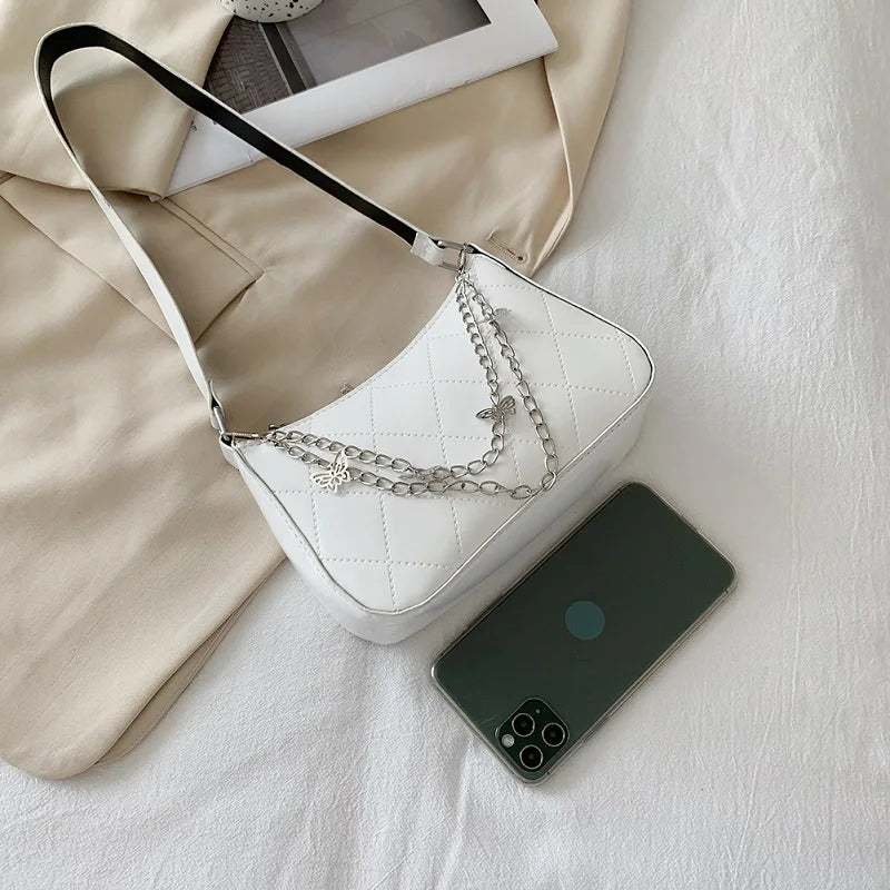 Harajuku Butterfly Chain Women's Shoulder Bag Zipper PU Handbag