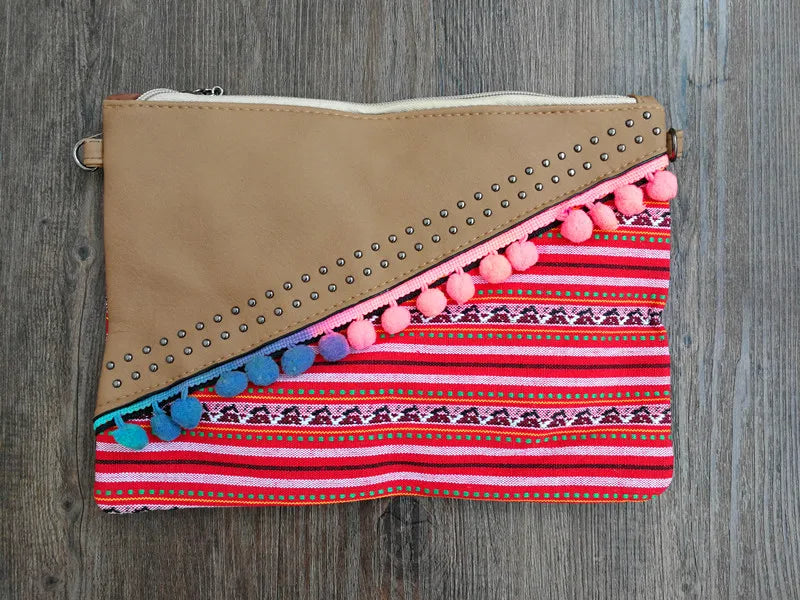 Bohemian Rivet Chain Crossbody Bag Tassel Clutch