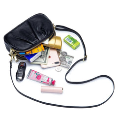 Leather Messenger Crossbody Bag for Women with Pockets