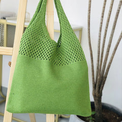 Retro Hollow Knit Single Shoulder Bag Female Vest Bag Wool Bag