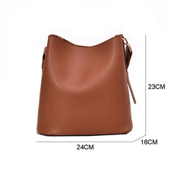 Wide Strap Bucket Bag Women Shoulder Bags PU Crossbody Bag Large Capacity