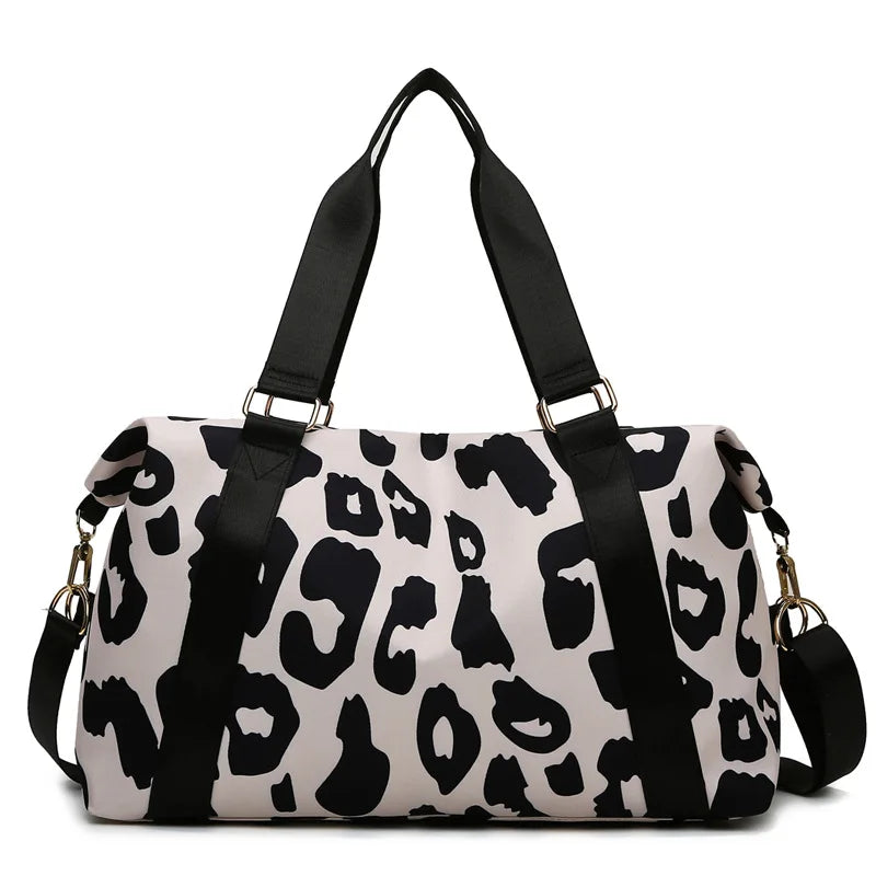 Leopard Big Nylon Bag Tote Handbags Fitness Gym Bag Ladies Weekend Pink Bag