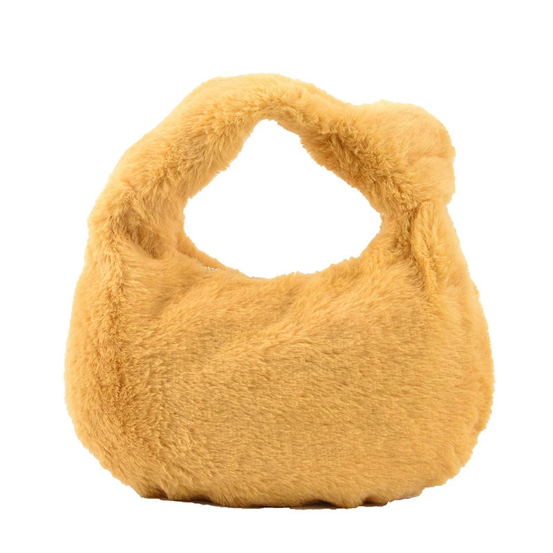 Winter Plush Croissant Ladies Shoulder Bag Casual Hobos Bag for Girls
