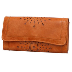 Hollow Tri-Fold Long Retro Wallet, High-Quality, Youthful Choice
