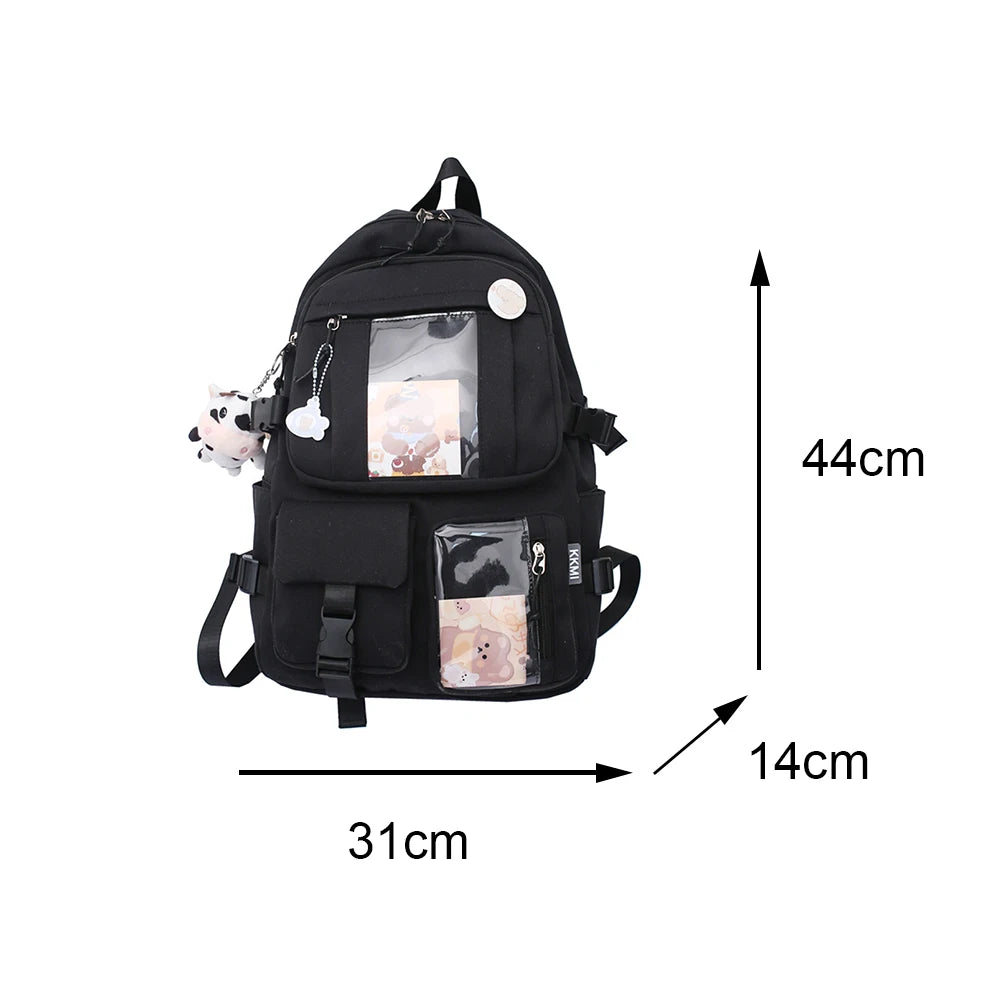 Fashionable Women Backpacks Transparent Patchwork Large Capacity Rucksack