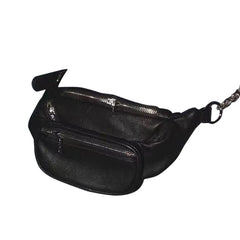 Women's Waist Bag PU Leather Chain Chest Bag Motorcycle Style