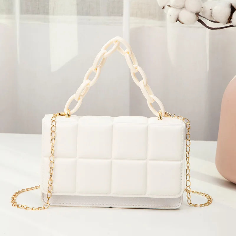 PU Leather Shoulder Bags Chain Rhomboid Crossbody Handbags