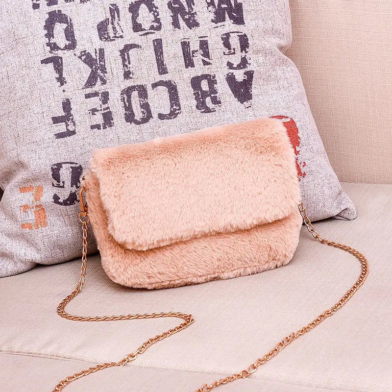 Faux Bag Women Chain Crossbody Handbag Purse Winter