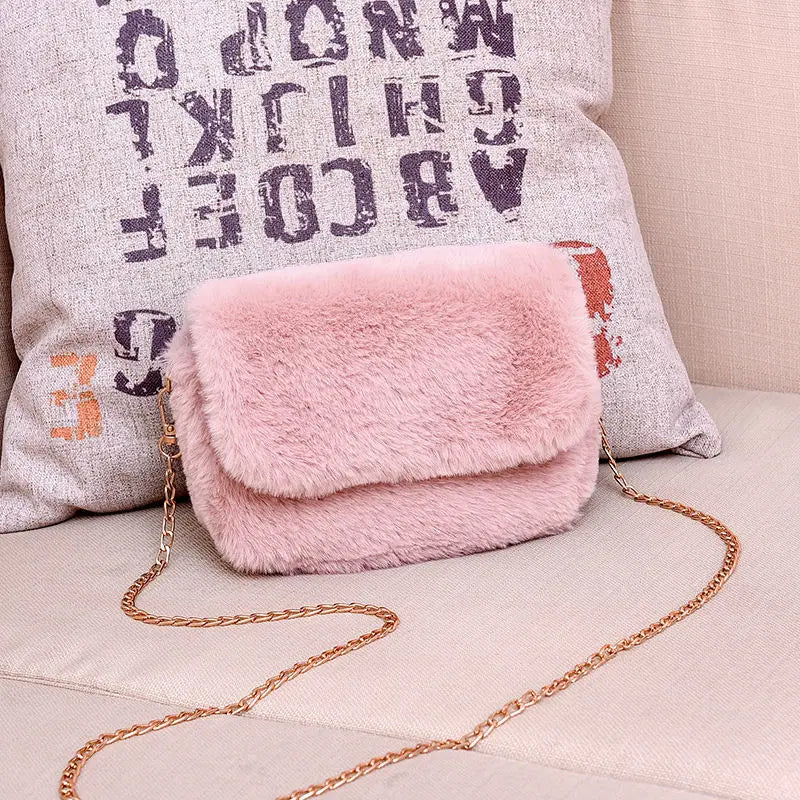 Faux Bag Women Chain Crossbody Handbag Purse Winter