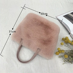 Women's Faux Fur Shoulder Bag Winter Plush Tote Clutch