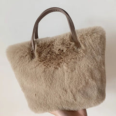 Women's Faux Fur Shoulder Bag Winter Plush Tote Clutch