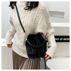 Furry Plush Drawstring Handbags for Women