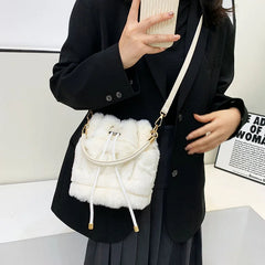 Furry Plush Drawstring Handbags for Women