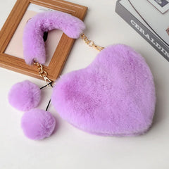 Heart Shaped Faux Fur Winter Shoulder Bag
