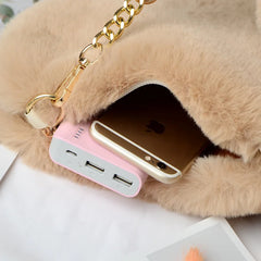 Faux Fur Winter Women Handbags Plush Heart Shaped Shoulder Bag Female Clutch