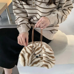 Faux Fur Women's Tote Bag Soft Plush Shoulder Handbag Warm Purses Handbag