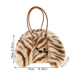 Faux Fur Women's Tote Bag Soft Plush Shoulder Handbag Warm Purses Handbag