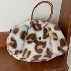 Faux Fur Women's Tote Bag Soft Plush Shoulder Handbag Warm Purses Handbag